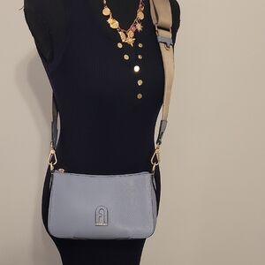 Furla Light Blue Leather Crossbody Bag